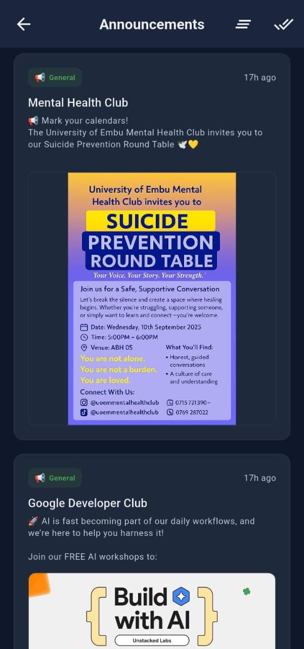 Announcements - Stay updated with latest campus news